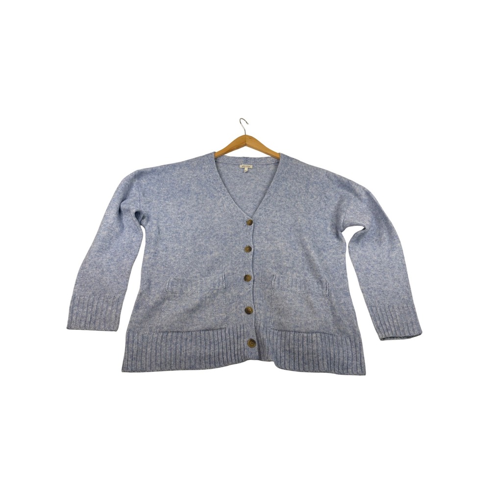 Ella Moss Womens Blue‎ Marled Knit V-Neck Button Front Cardigan Sweater Size Med